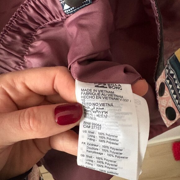 Billabong Kayla 10K Snow Jacket Aztec Size XS - Picture 9 of 9